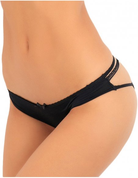 Culotte noire douce ornements quadrillés sur les fesses 7062