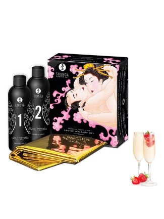 Gelee et drap de massage erotique Fraise Vin Petillant