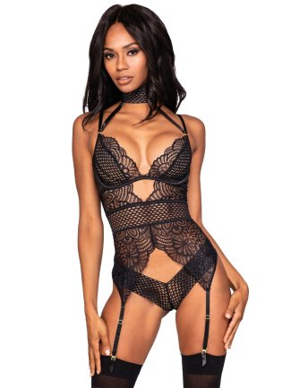 Body string style guêpière noire avec porte jarretelles ajustables  - DG12462BLK