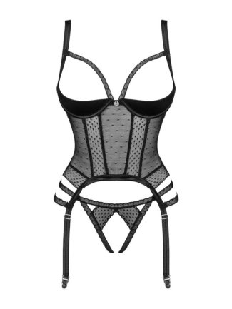 Corset Lanelia & string avec bonnets ouverts noir