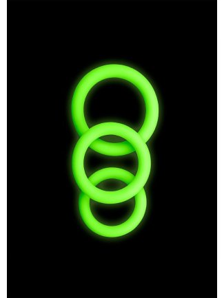 3 pcs Cock Ring Set - Glow in the Dark - Neon Green