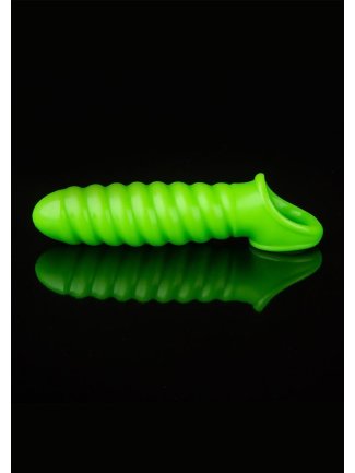 Swirl Stretchy Penis Sleeve - Glow in the Dark - Neon Green