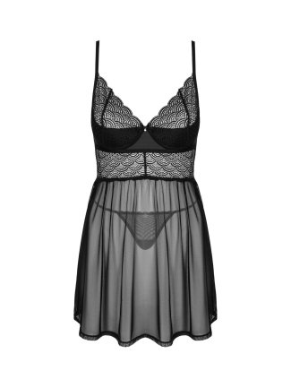Chemeris babydoll et String - Noire