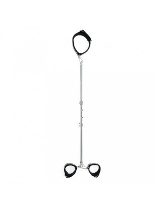 Rimba - Barre d'ecartement métal avec menottes cuir. - 3221