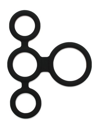 Rimba Latex Play - Quatro Cock Ring et Ball Splitter - Noir - 7680