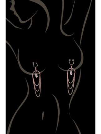 Bijoux de seins avec 3 chainettes doré rose et une perle - SO-0187