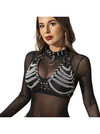 soutien-gorge harnais et collier avec chaÏne s