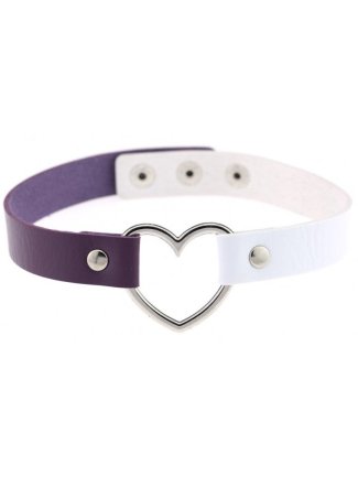 Ras de cou Heart Duo Violet-Blanc 62679
