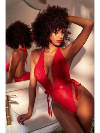 Body string en dentelle rouge - MAL8905RD
