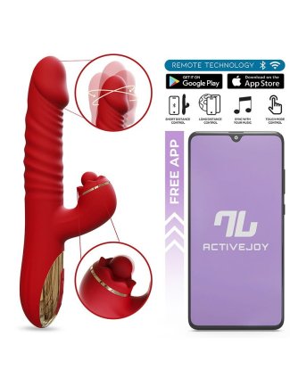 IY - Ascen - Vibromasseur Rabbit - Vibromasseur à poussée et ondulation avec application - Rouge