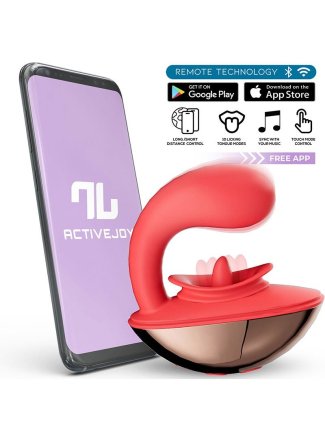 IY - Rondy - Vibromasseur clitoridien et langue léchante avec application - Rouge