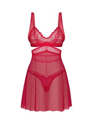 Cupide Desir babydoll et String - Rouge