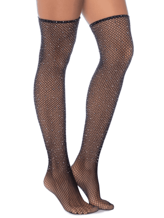 Bas résille noire avec strass - MAL1124BKRH