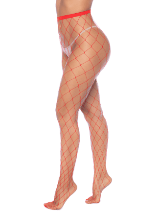Collant large maille rouge - MAL1106RED
