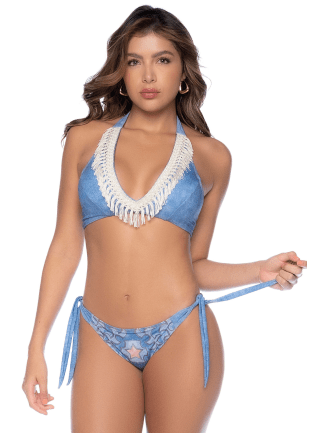 Bikini Denim Bohème avec Franges - MAL67155WDNP