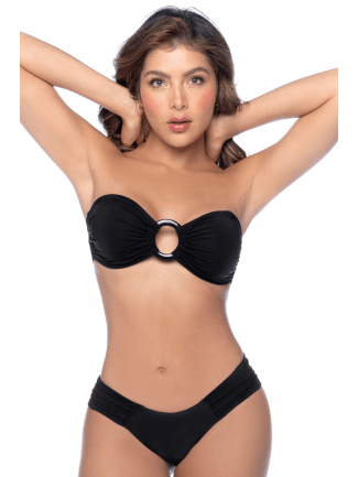 Bikini Bandeau Noir avec Anneau Central - MAL67124BLK