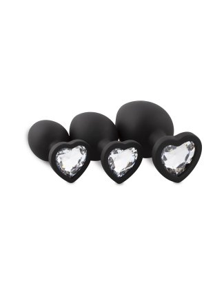 Ensemble de plugs anaux en silicone avec diamant - Cœur 40128