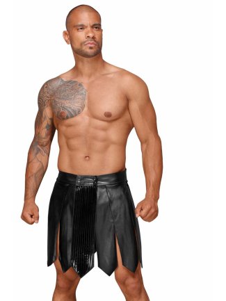 H053 Jupe gladiateur pour homme en cuir écologique avec plis en PVC
