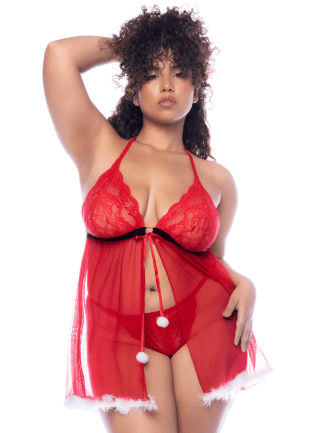 Costume sexy Mère Noël grande taille avec babydoll et string - MAL60038XCOS
