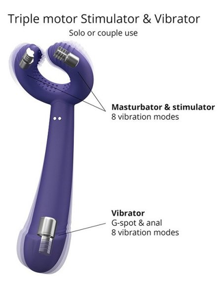 Vibromasseur polyvalent avec anneau texturé et 16 modes de vibration - vue 3