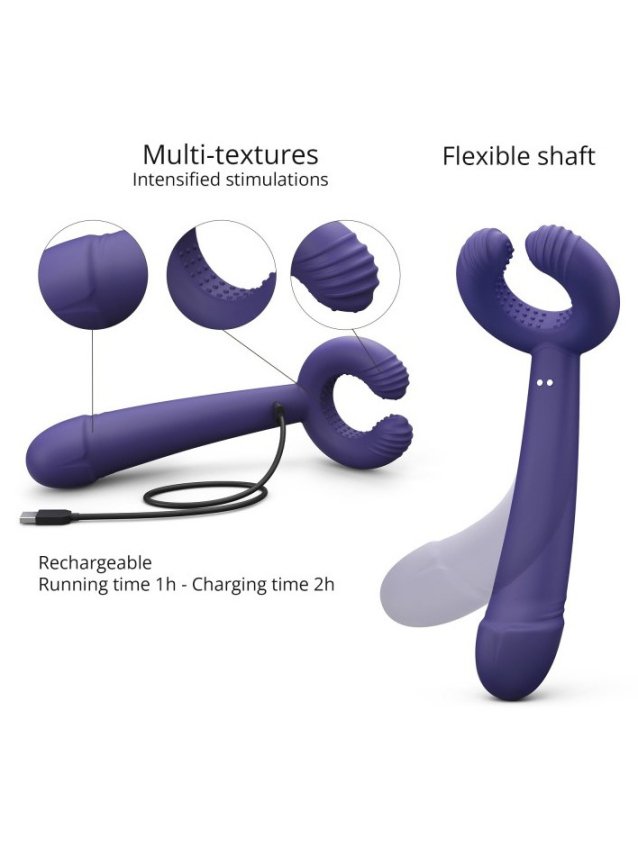 Vibromasseur polyvalent avec anneau texturé et 16 modes de vibration - vue 9