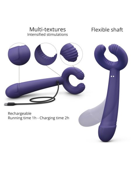 Vibromasseur polyvalent avec anneau texturé et 16 modes de vibration - vue 9