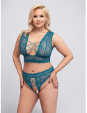 Set en dentelle turquoise avec anneaux dorés rose - 2XL, 3XL , 4XL, Vert, XL
