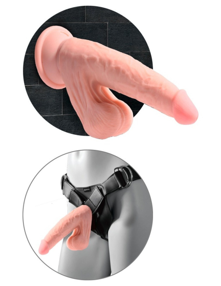 Gode réaliste triple densité avec testicules mobiles et ventouse