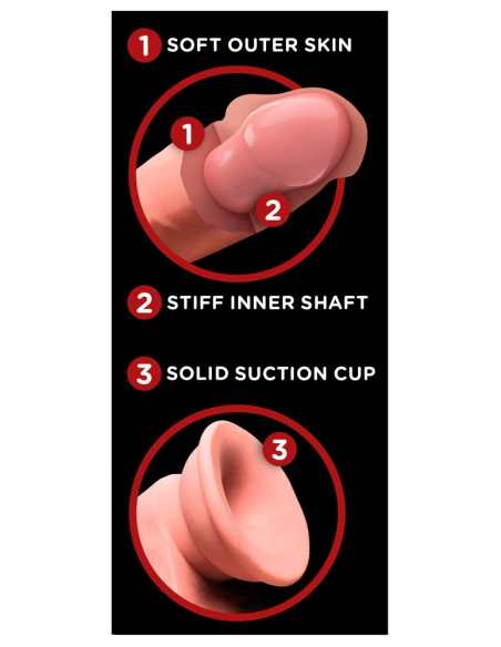 Gode réaliste triple densité avec testicules mobiles et ventouse