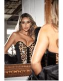 Corset bustier noir imprimé léopard à sequins avec laçage au dos