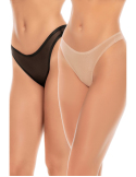 Lot de 2 strings invisibles en résille fine noir et nude - L/XL, Noir/Chair, S/M
