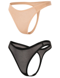 Lot de 2 strings invisibles en résille fine noir et nude - L/XL, Noir/Chair, S/M