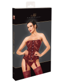 Basque bustier sans bretelles en powernet et velours bordeaux