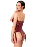 Basque bustier sans bretelles en powernet et velours bordeaux