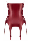 Basque bustier sans bretelles en powernet et velours bordeaux
