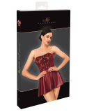 Mini robe bustier bordeaux avec jupe évasée