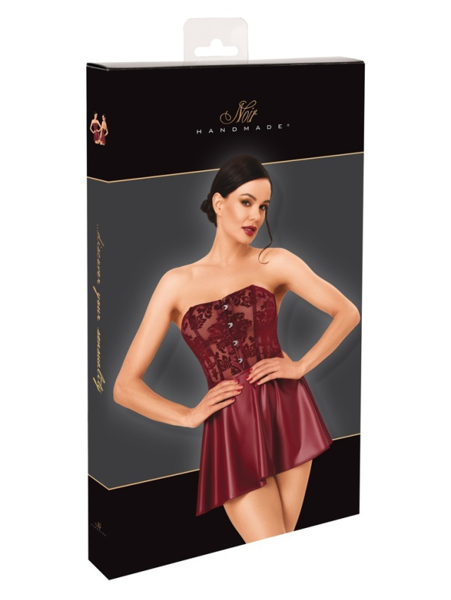 Mini robe bustier bordeaux avec jupe...