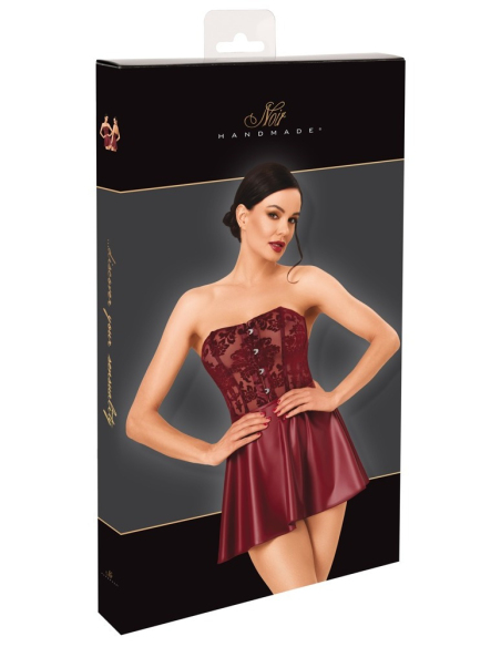 Mini robe bustier bordeaux avec jupe évasée