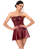 Mini robe bustier bordeaux avec jupe évasée