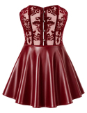 Mini robe bustier bordeaux avec jupe évasée