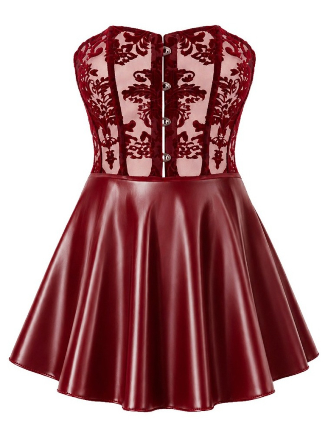Mini robe bustier bordeaux avec jupe...