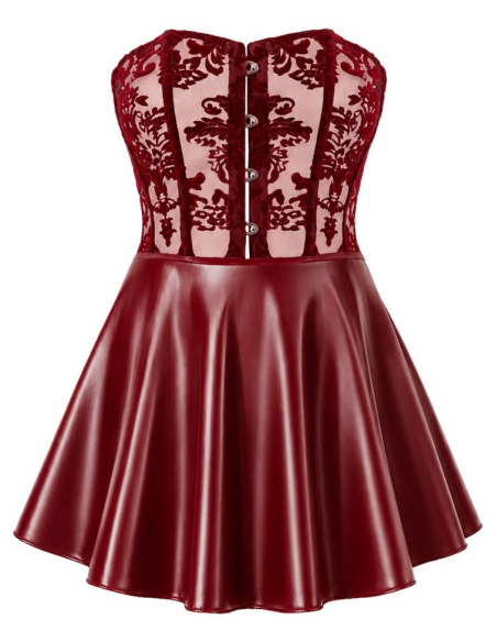 Mini robe bustier bordeaux avec jupe évasée