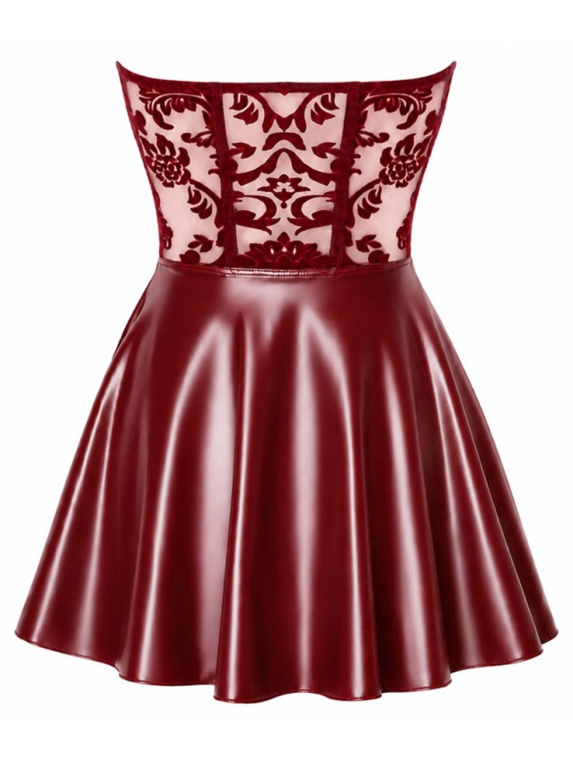 Mini robe bustier bordeaux avec jupe...
