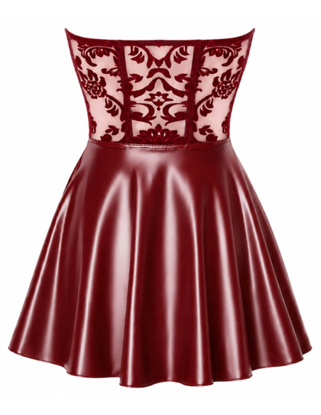 Mini robe bustier bordeaux avec jupe évasée