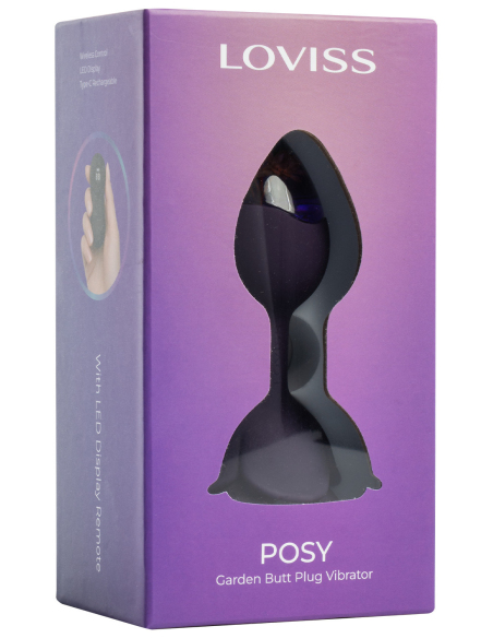 Plug anal vibrant avec télécommande et fleurs éternelles