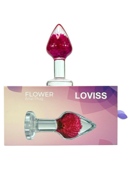 Butt plug en résine avec fleur naturelle séchée