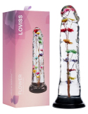 Dildo transparent avec texture fleur d'hélichryse