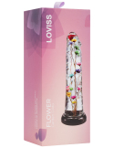 Dildo transparent avec texture fleur d'hélichryse