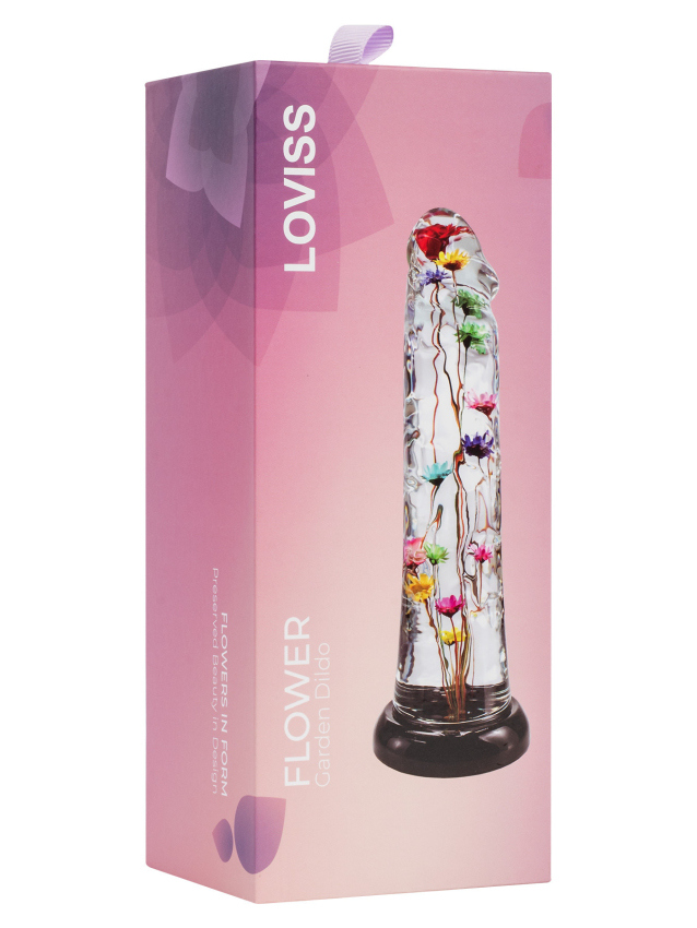 Dildo transparent avec texture fleur...