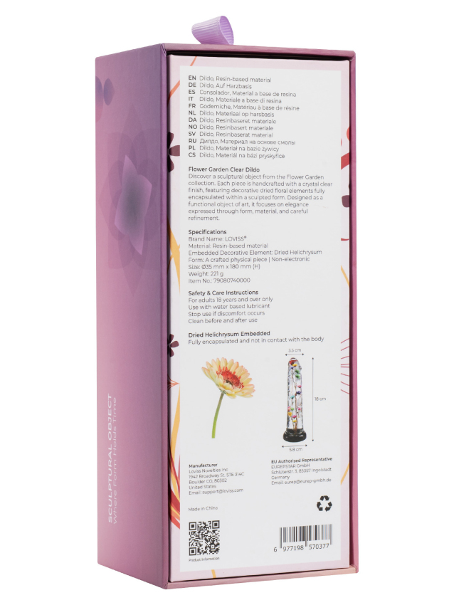 Dildo transparent avec texture fleur...